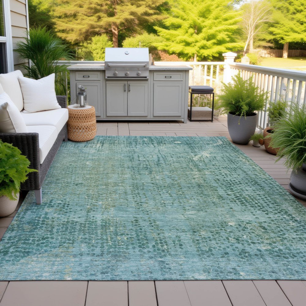 Machine Washable Indoor/Outdoor Chantille ACN2088 Teal 2'6" x 3'10" Rug. Picture 7