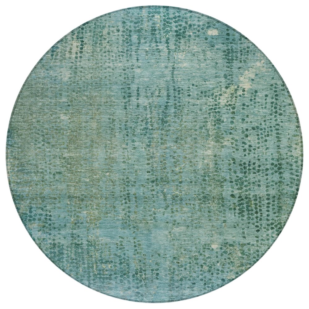 Machine Washable Indoor/Outdoor Chantille ACN2088 Teal 8' x 8' Round Rug. Picture 1