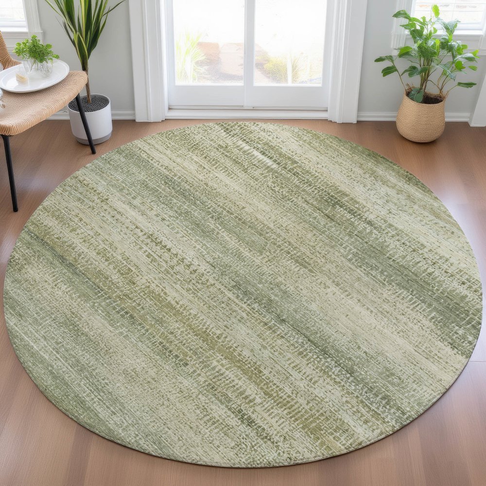 Machine Washable Indoor/Outdoor Chantille ACN2089 Aloe 8' x 8' Round Rug. Picture 5