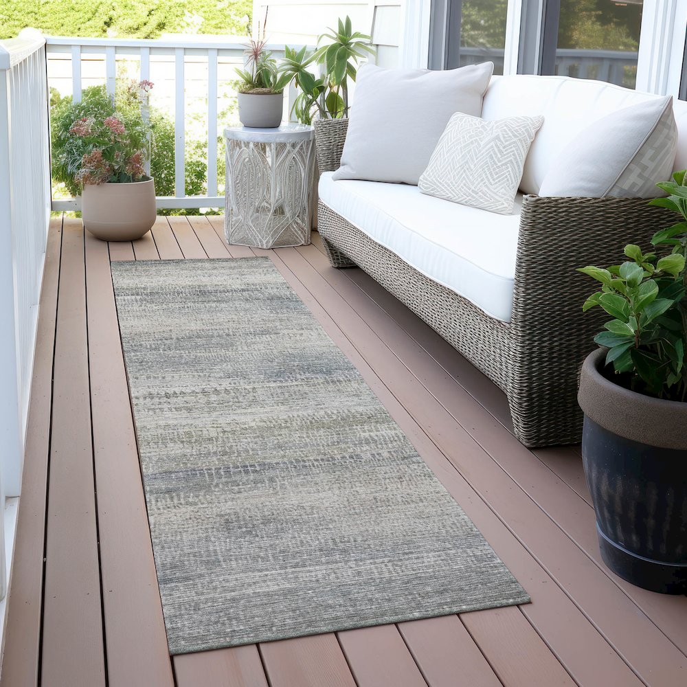 Machine Washable Indoor/Outdoor Chantille ACN2089 Linen 2'3" x 7'6" Runner Rug. Picture 6
