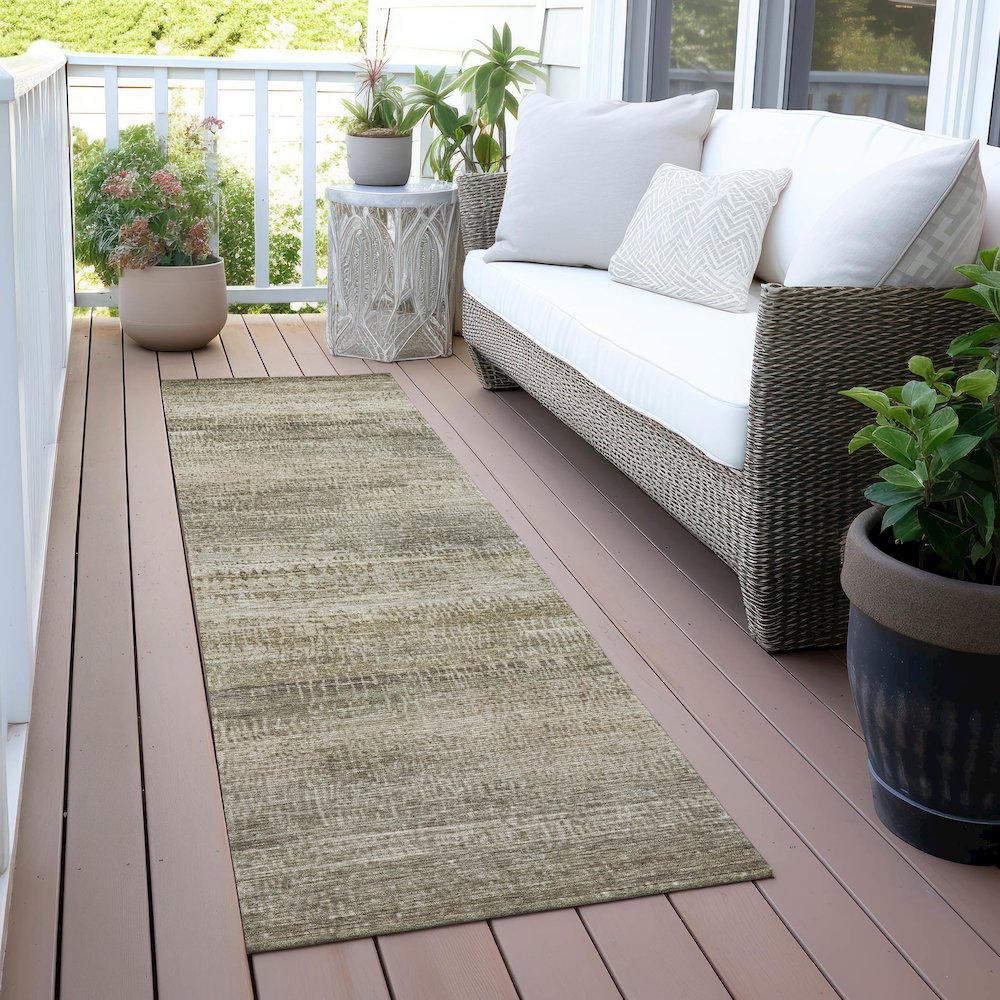 Machine Washable Indoor/Outdoor Chantille ACN2089 Taupe 2'3" x 7'6" Runner Rug. Picture 6