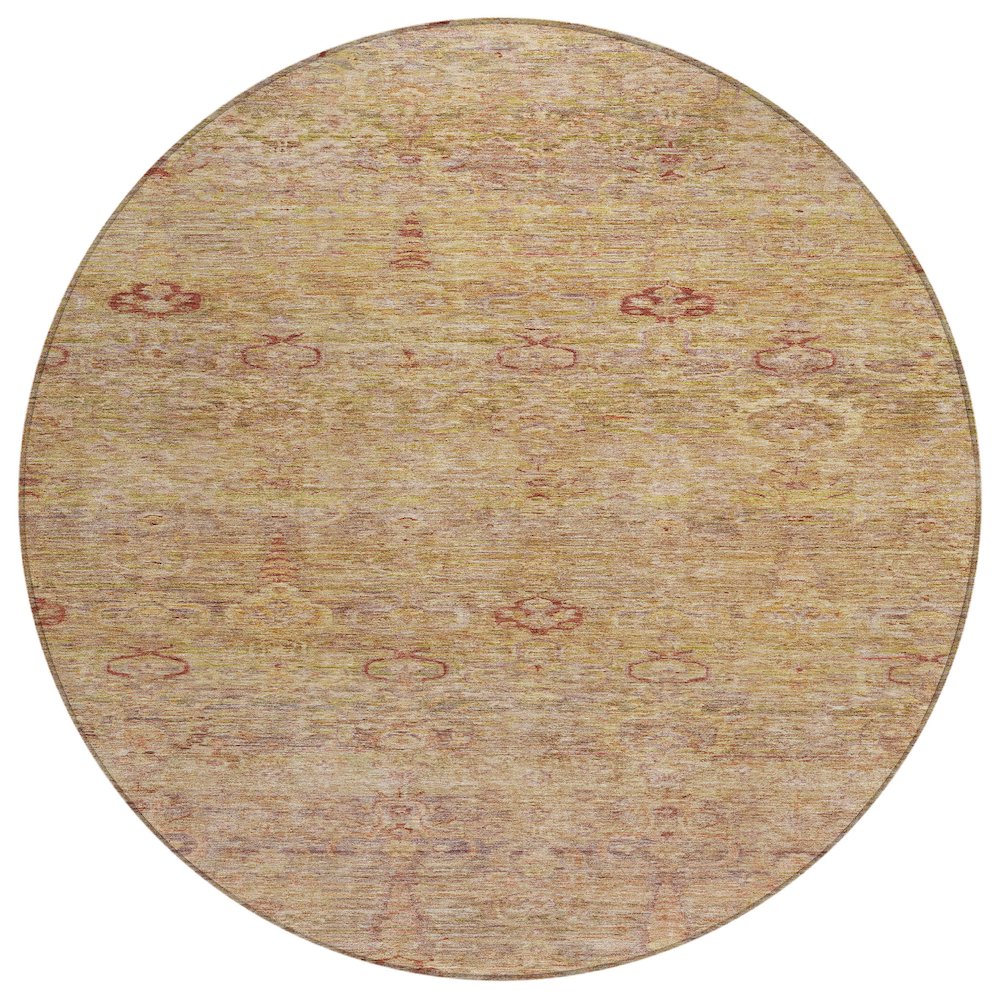 Machine Washable Indoor/Outdoor Chantille ACN2090 Coral 8' x 8' Round Rug. Picture 1