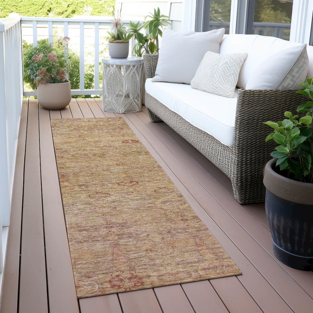 Machine Washable Indoor/Outdoor Chantille ACN2090 Coral 2'3" x 7'6" Runner Rug. Picture 6