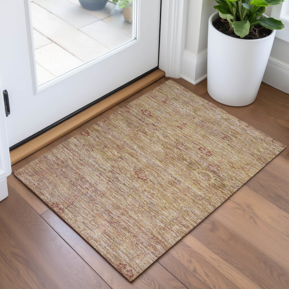 Machine Washable Indoor/Outdoor Chantille ACN2090 Coral 1'8" x 2'6" Rug. Picture 5