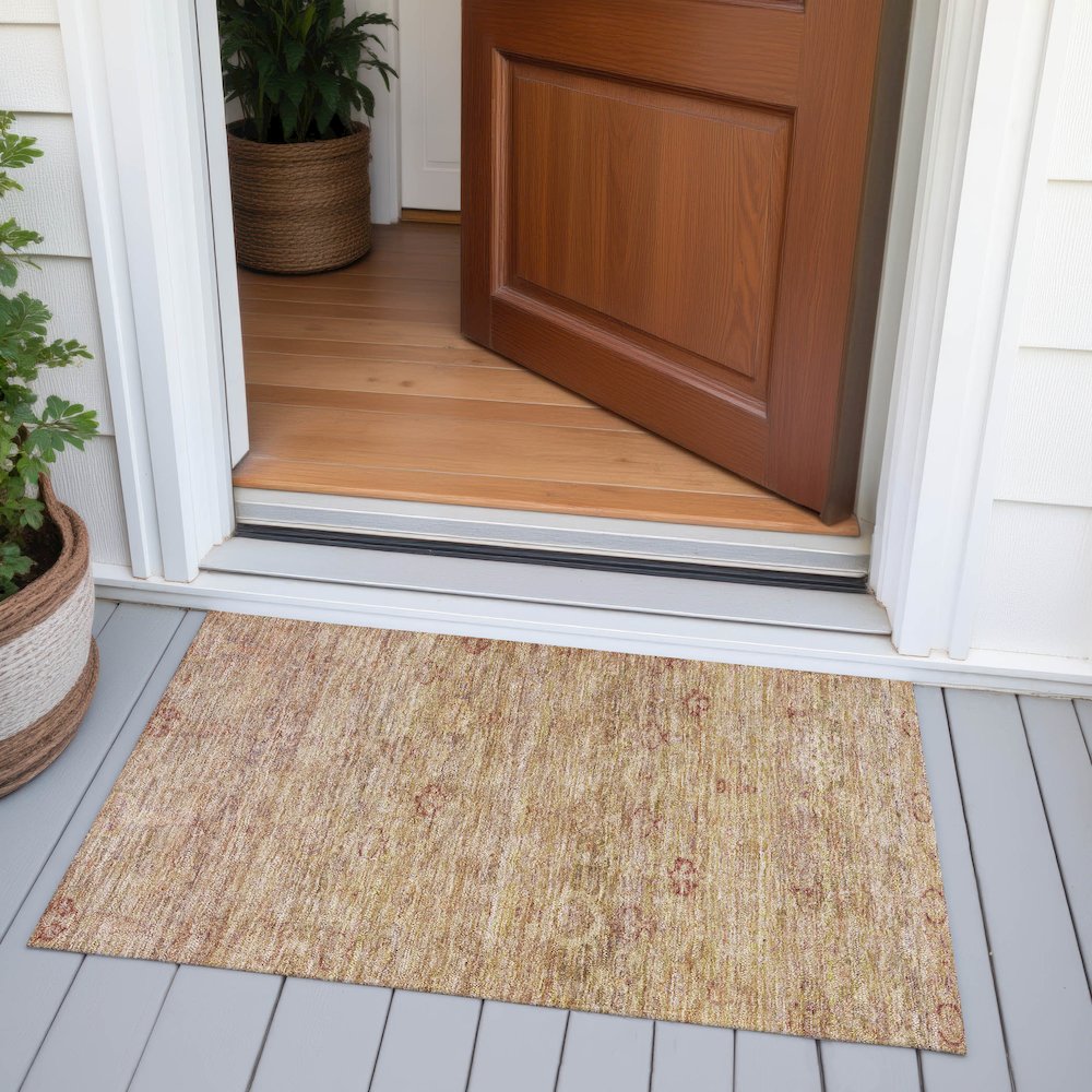 Machine Washable Indoor/Outdoor Chantille ACN2090 Coral 1'8" x 2'6" Rug. Picture 6
