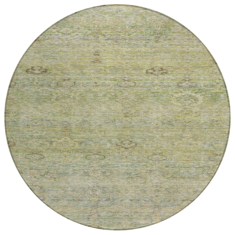 Machine Washable Indoor/Outdoor Chantille ACN2090 Green 8' x 8' Round Rug. Picture 1
