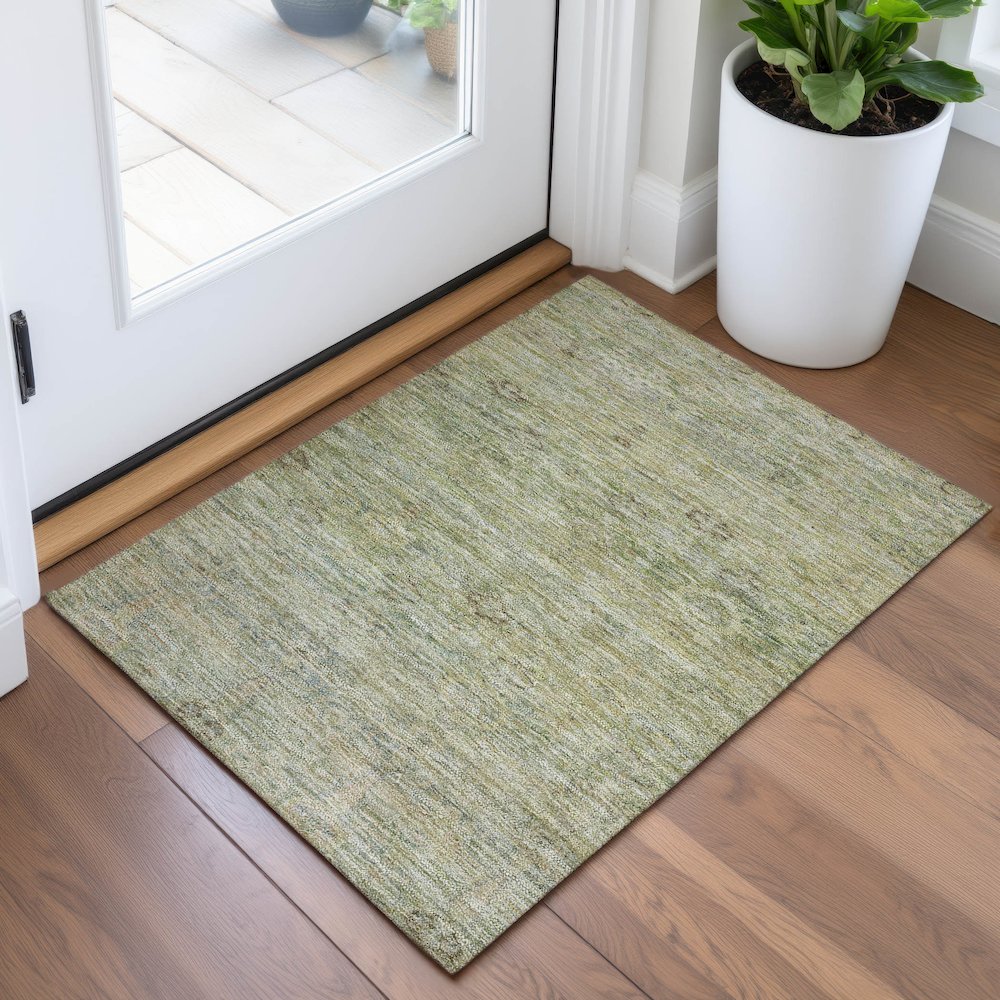 Machine Washable Indoor/Outdoor Chantille ACN2090 Green 1'8" x 2'6" Rug. Picture 5