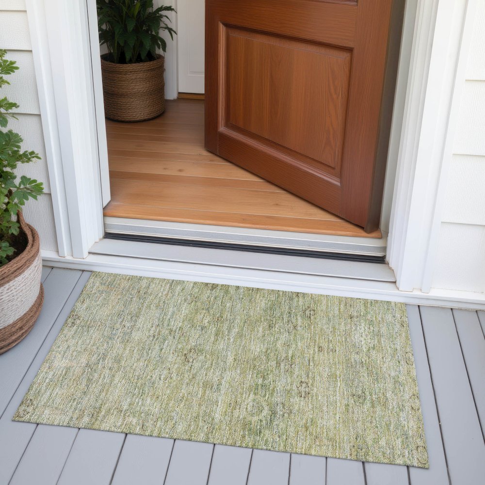 Machine Washable Indoor/Outdoor Chantille ACN2090 Green 1'8" x 2'6" Rug. Picture 6