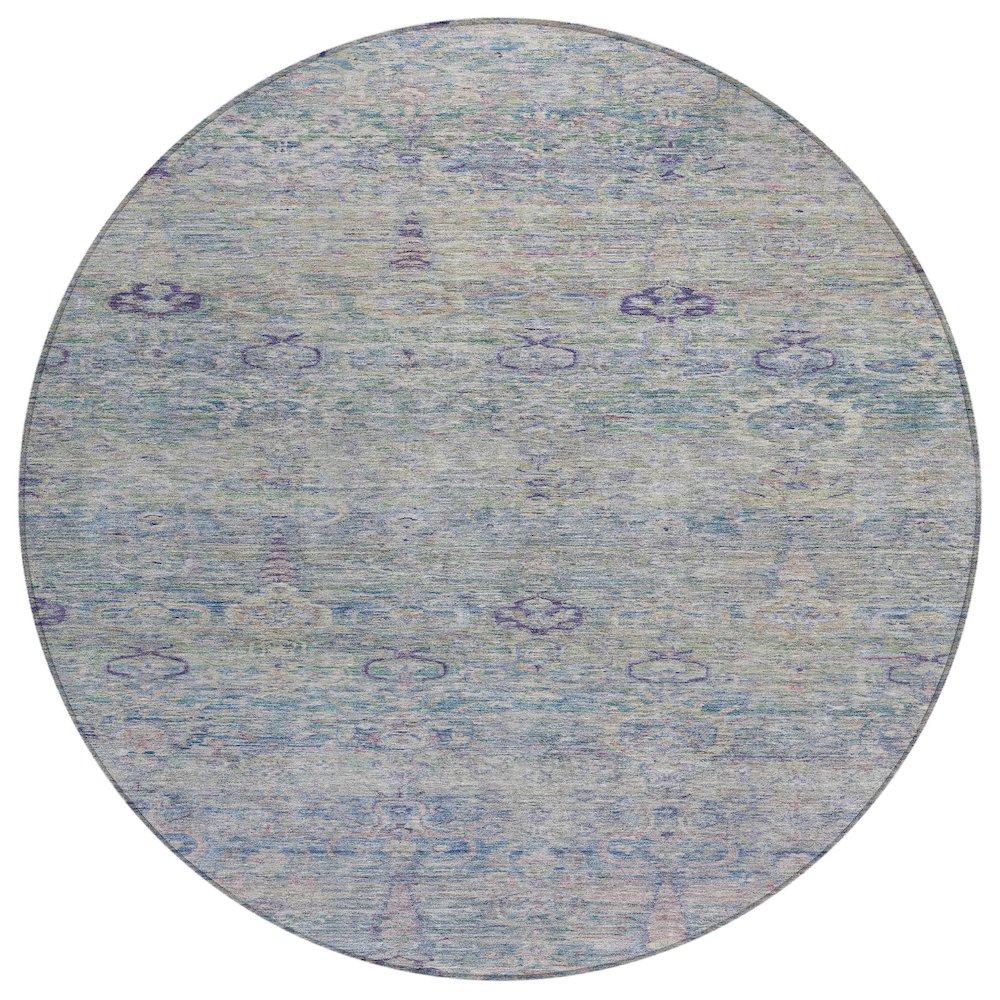 Machine Washable Indoor/Outdoor Chantille ACN2090 Plum 8' x 8' Round Rug. Picture 1