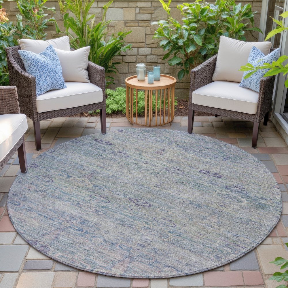 Machine Washable Indoor/Outdoor Chantille ACN2090 Plum 8' x 8' Round Rug. Picture 6