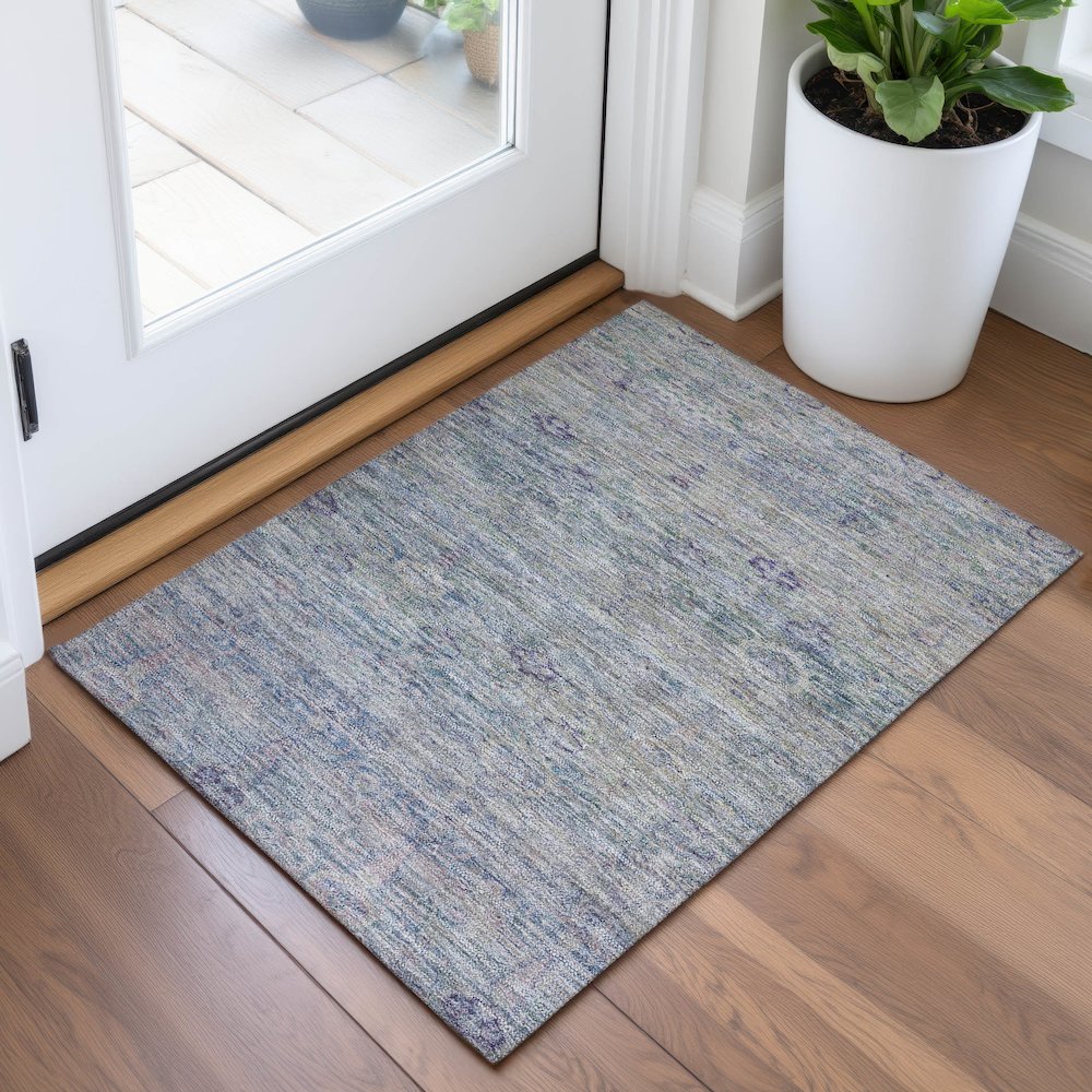 Machine Washable Indoor/Outdoor Chantille ACN2090 Plum 1'8" x 2'6" Rug. Picture 5