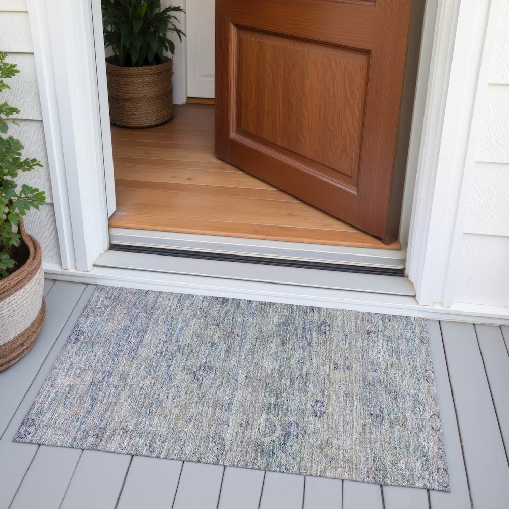 Machine Washable Indoor/Outdoor Chantille ACN2090 Plum 1'8" x 2'6" Rug. Picture 6