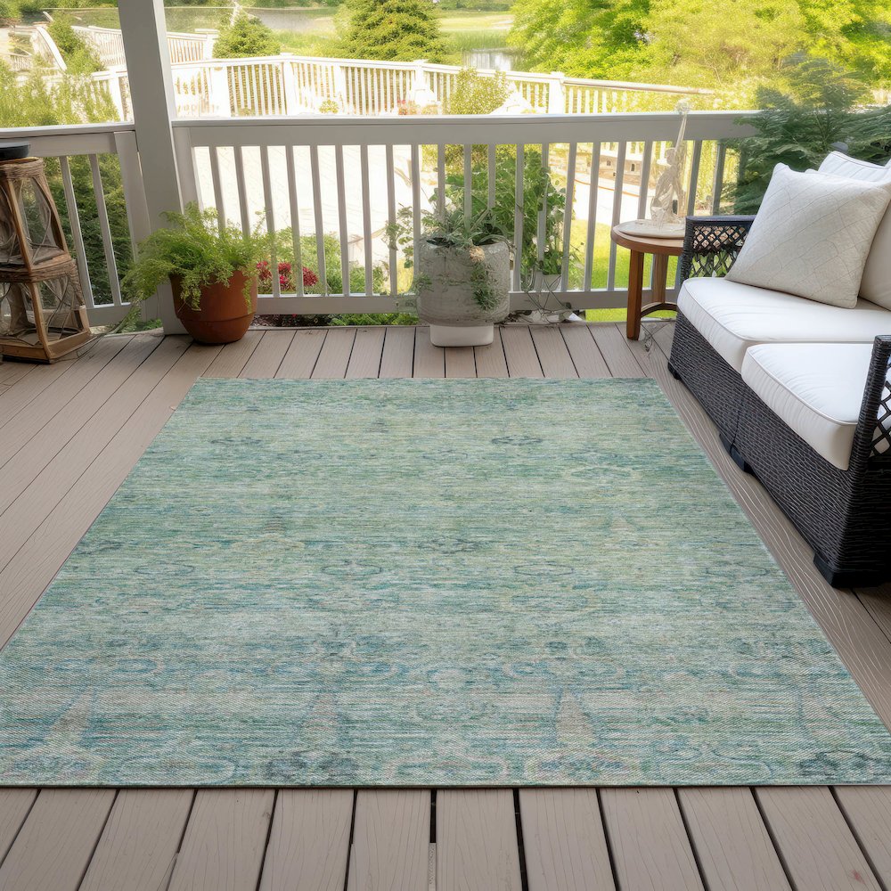 Machine Washable Indoor/Outdoor Chantille ACN2090 Teal 2'6" x 3'10" Rug. Picture 8