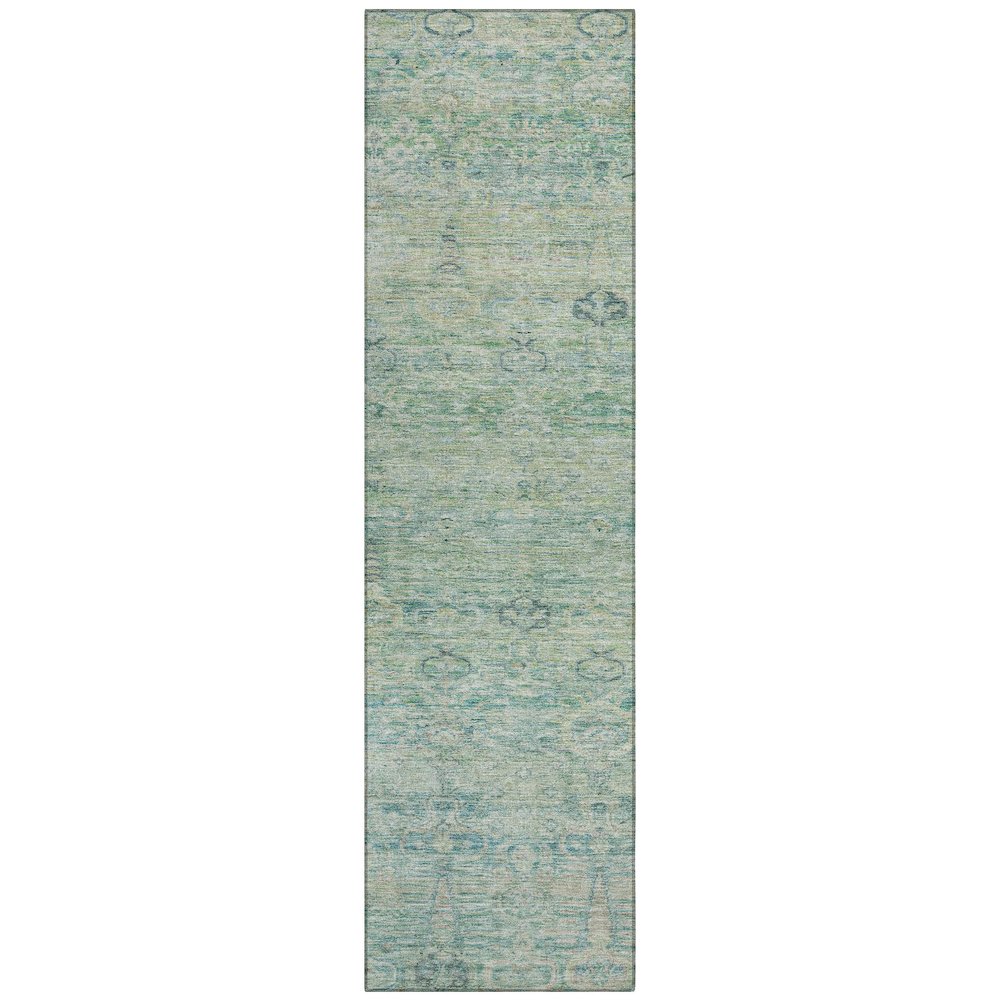 Machine Washable Indoor/Outdoor Chantille ACN2090 Teal 2'3" x 7'6" Runner Rug. Picture 1