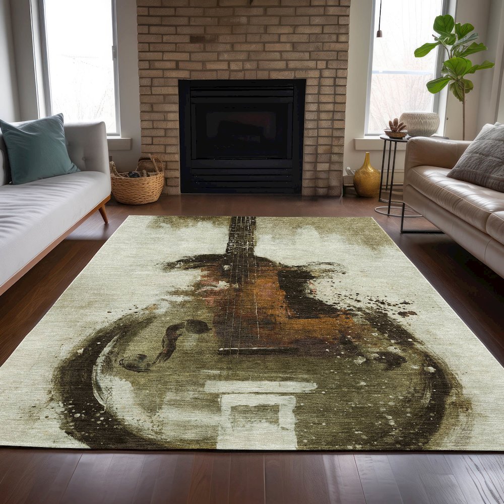 Machine Washable Indoor/Outdoor Chantille ACN2091 Brown 2'6" x 3'10" Rug. Picture 6