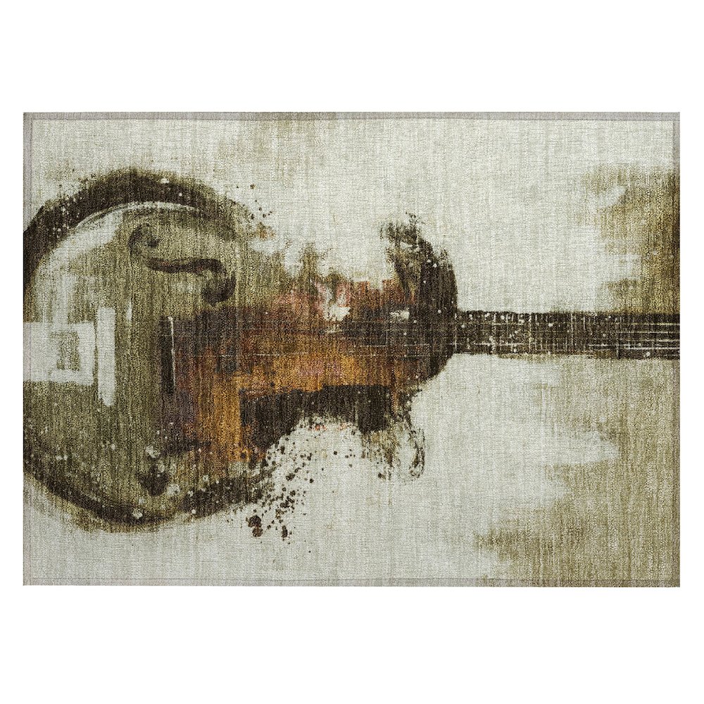 Machine Washable Indoor/Outdoor Chantille ACN2091 Brown 1'8" x 2'6" Rug. Picture 1