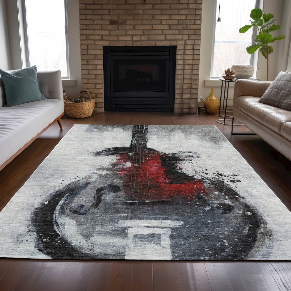 Machine Washable Indoor/Outdoor Chantille ACN2091 Gray 2'6" x 3'10" Rug. Picture 6