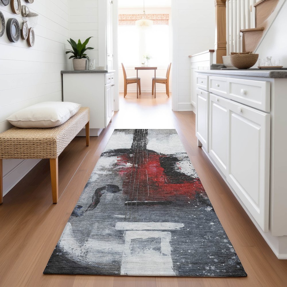 Machine Washable Indoor/Outdoor Chantille ACN2091 Gray 2'3" x 7'6" Runner Rug. Picture 5