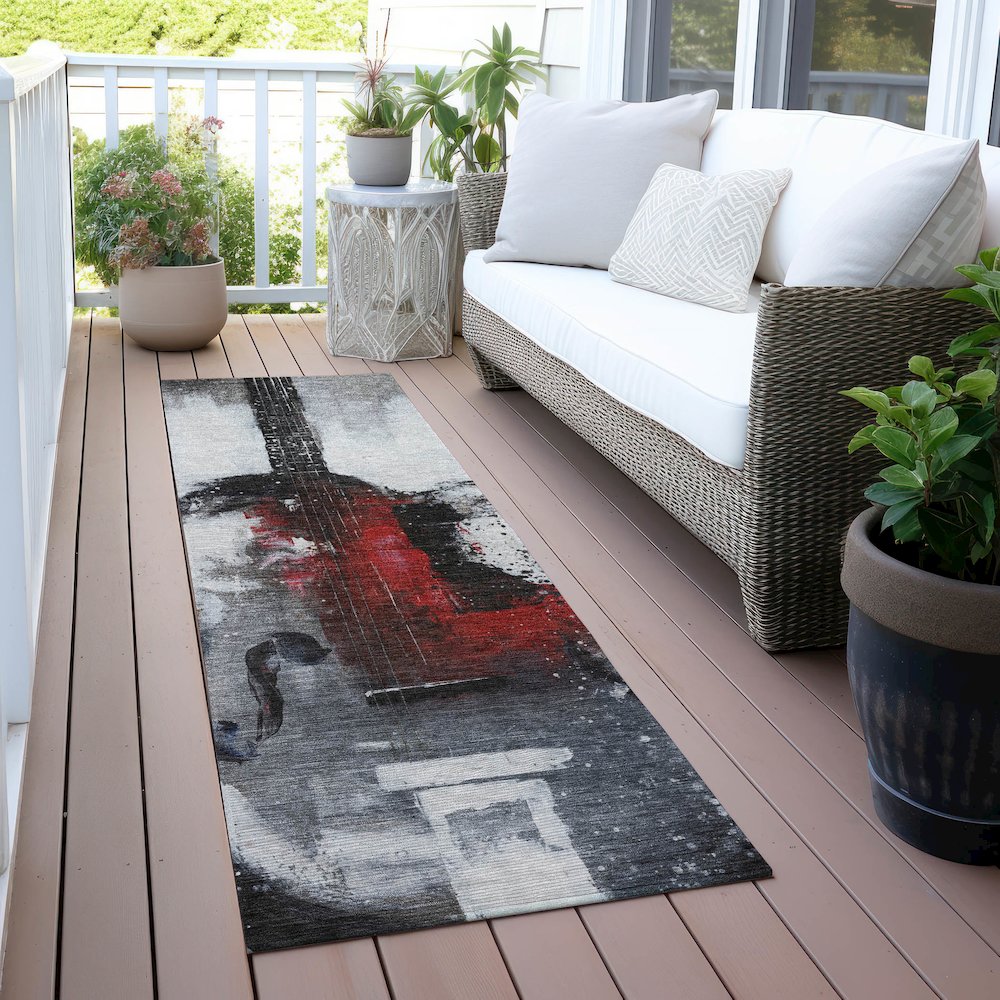 Machine Washable Indoor/Outdoor Chantille ACN2091 Gray 2'3" x 7'6" Runner Rug. Picture 6