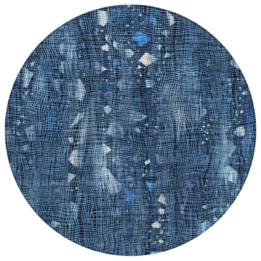 Machine Washable Indoor/Outdoor Chantille ACN2092 Blue 8' x 8' Round Rug. Picture 1