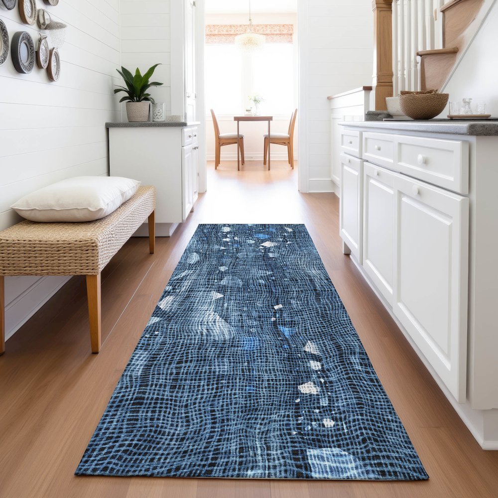 Machine Washable Indoor/Outdoor Chantille ACN2092 Blue 2'3" x 7'6" Runner Rug. Picture 5