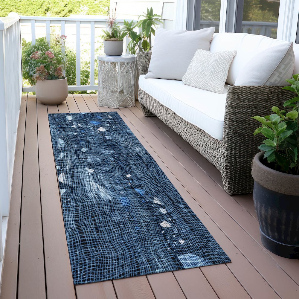 Machine Washable Indoor/Outdoor Chantille ACN2092 Blue 2'3" x 7'6" Runner Rug. Picture 6