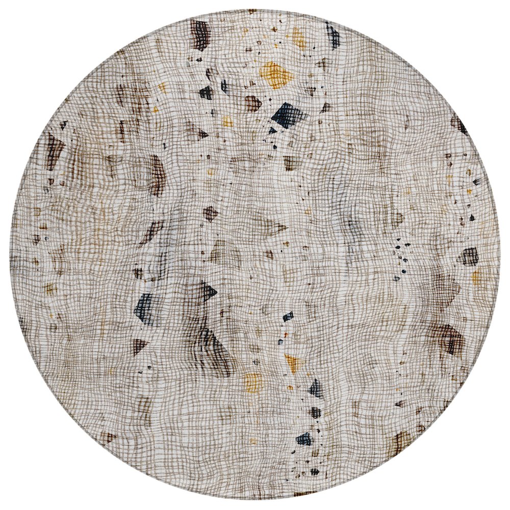 Machine Washable Indoor/Outdoor Chantille ACN2092 Linen 8' x 8' Round Rug. Picture 1