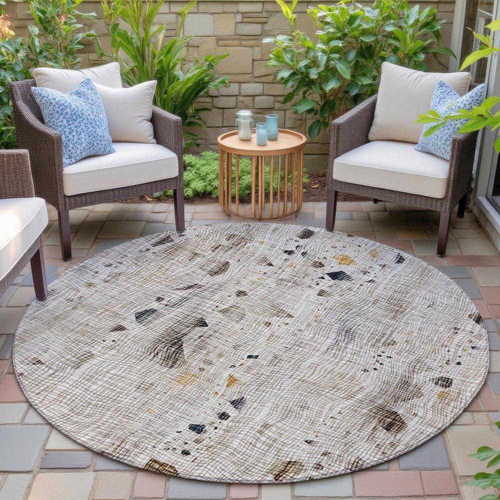 Machine Washable Indoor/Outdoor Chantille ACN2092 Linen 8' x 8' Round Rug. Picture 6