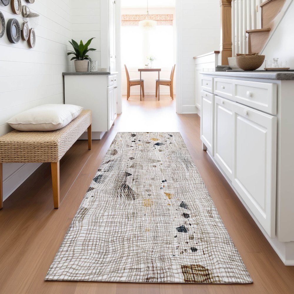Machine Washable Indoor/Outdoor Chantille ACN2092 Linen 2'3" x 7'6" Runner Rug. Picture 5