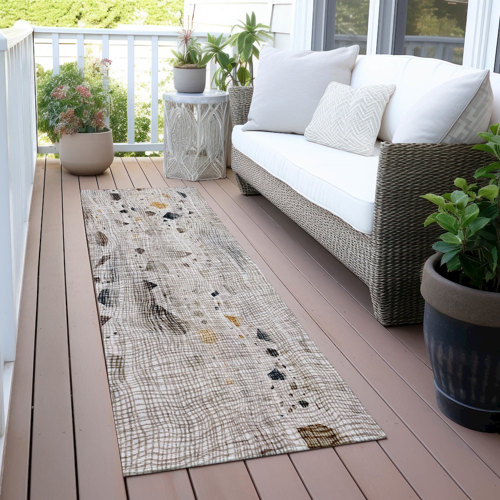Machine Washable Indoor/Outdoor Chantille ACN2092 Linen 2'3" x 7'6" Runner Rug. Picture 6