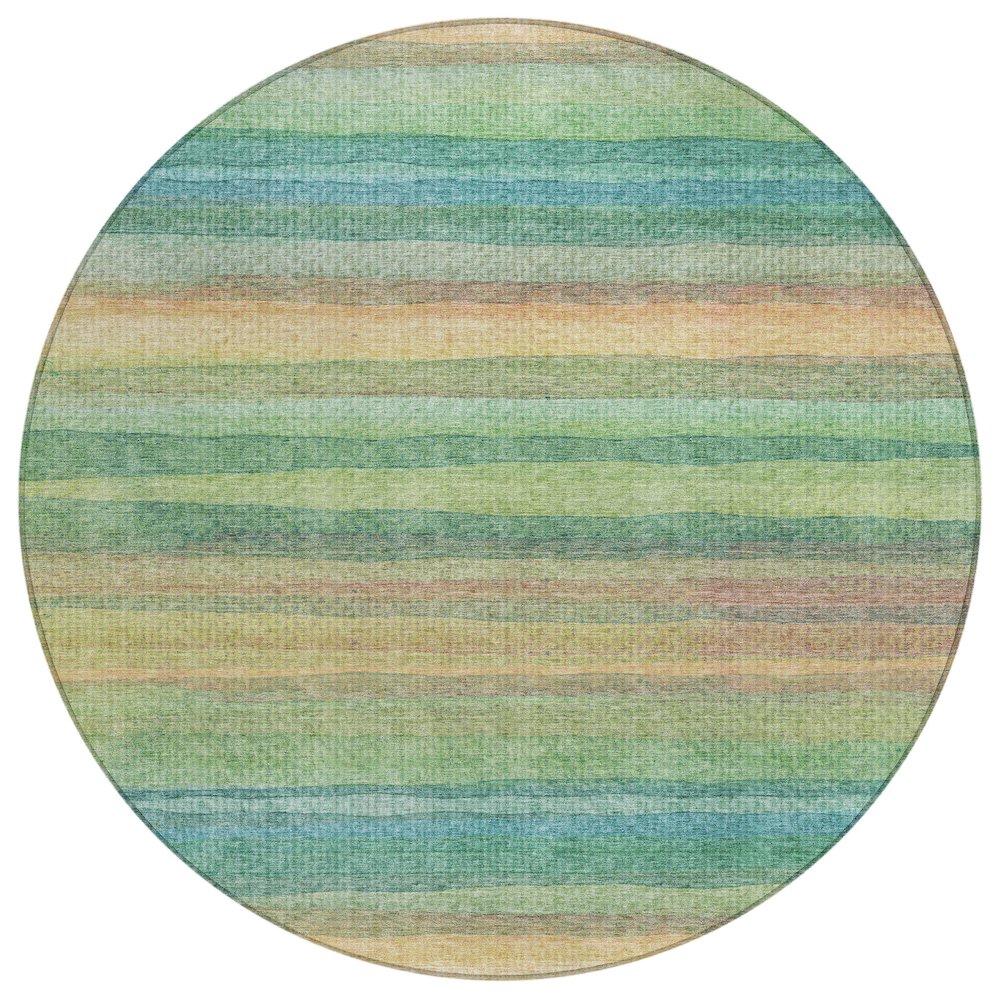 Machine Washable Indoor/Outdoor Chantille ACN2093 Aloe 8' x 8' Round Rug. Picture 1