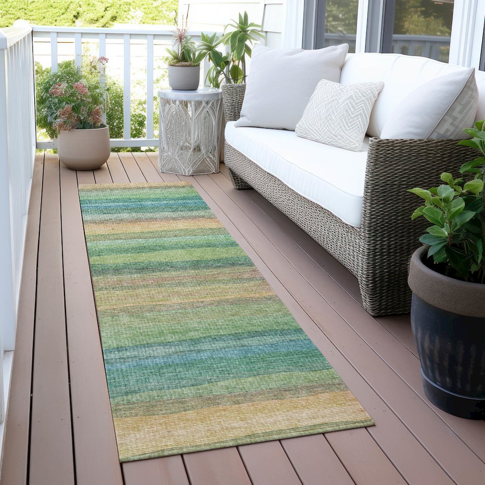 Machine Washable Indoor/Outdoor Chantille ACN2093 Aloe 2'3" x 7'6" Runner Rug. Picture 6