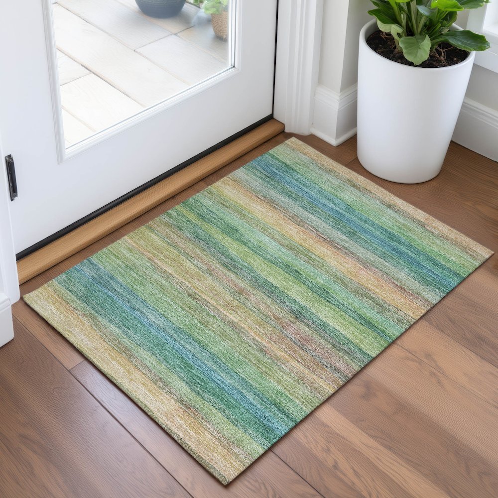 Machine Washable Indoor/Outdoor Chantille ACN2093 Aloe 1'8" x 2'6" Rug. Picture 5