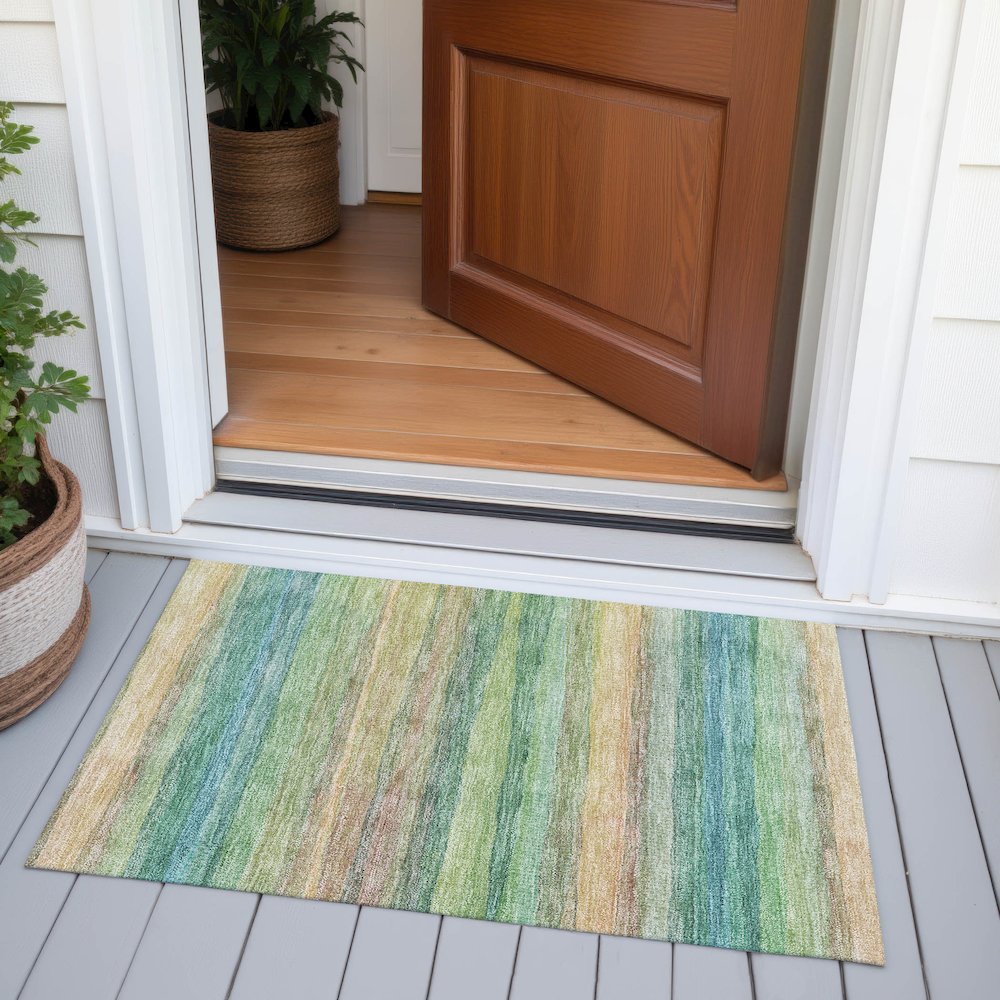 Machine Washable Indoor/Outdoor Chantille ACN2093 Aloe 1'8" x 2'6" Rug. Picture 6