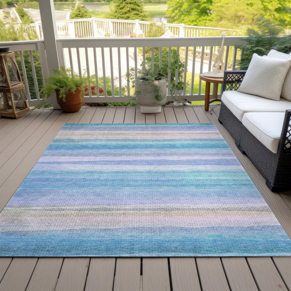 Machine Washable Indoor/Outdoor Chantille ACN2093 Aqua 2'6" x 3'10" Rug. Picture 8