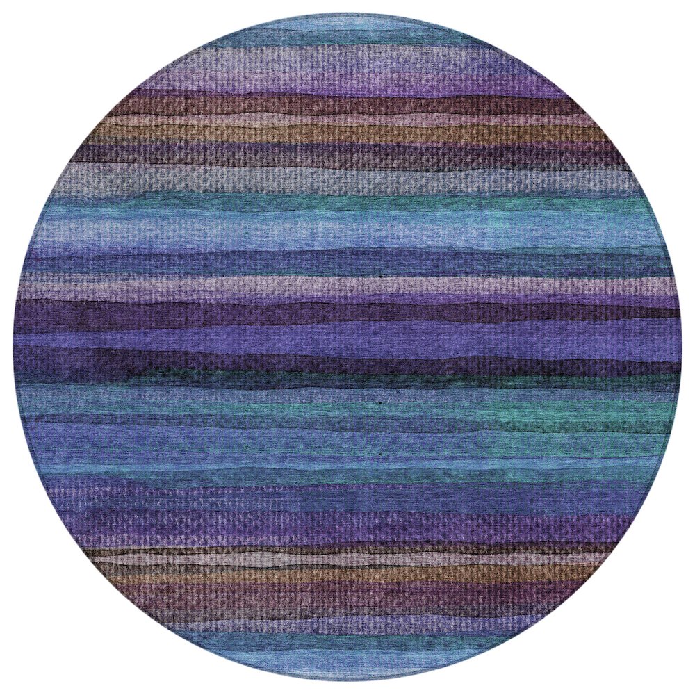 Machine Washable Indoor/Outdoor Chantille ACN2093 Blue 8' x 8' Round Rug. Picture 1