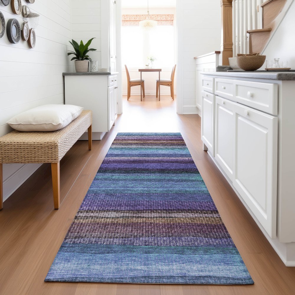 Machine Washable Indoor/Outdoor Chantille ACN2093 Blue 2'3" x 7'6" Runner Rug. Picture 5