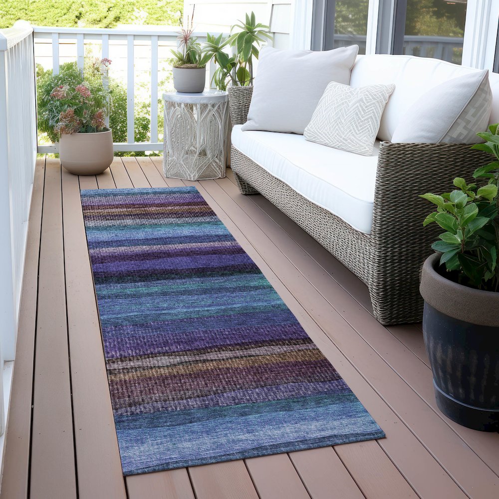 Machine Washable Indoor/Outdoor Chantille ACN2093 Blue 2'3" x 7'6" Runner Rug. Picture 6