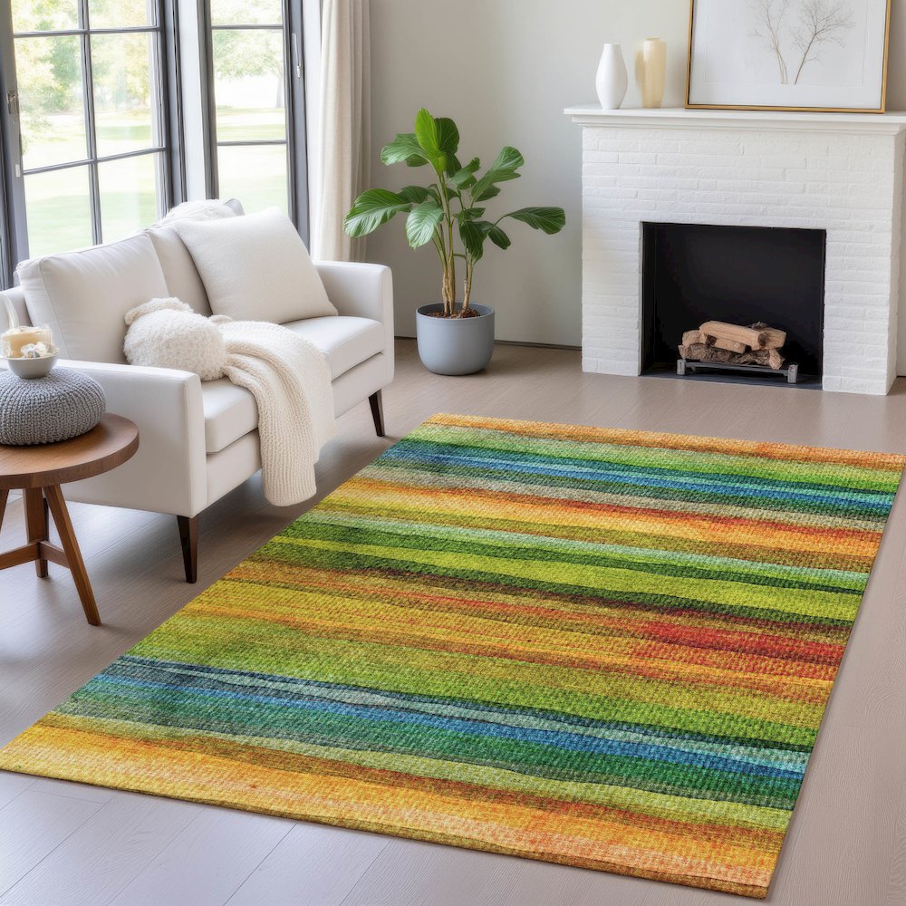 Machine Washable Indoor/Outdoor Chantille ACN2093 Green 2'6" x 3'10" Rug. Picture 5