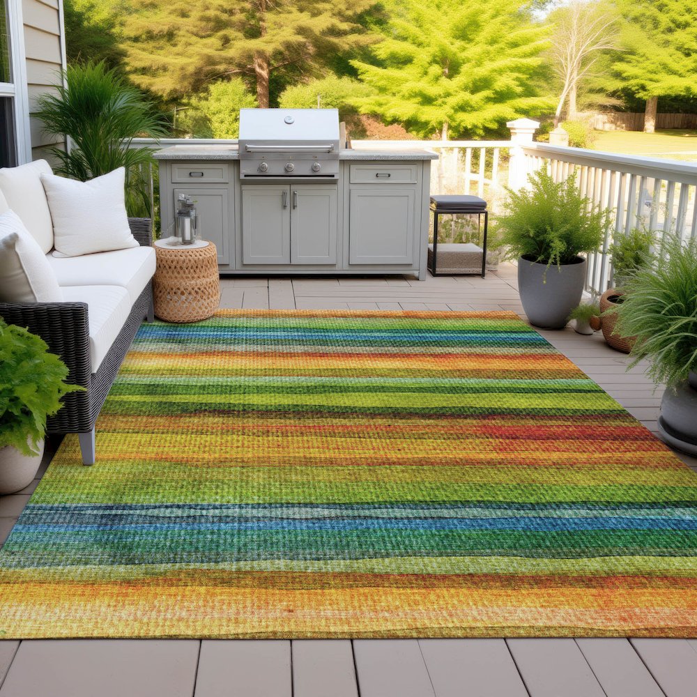 Machine Washable Indoor/Outdoor Chantille ACN2093 Green 2'6" x 3'10" Rug. Picture 7