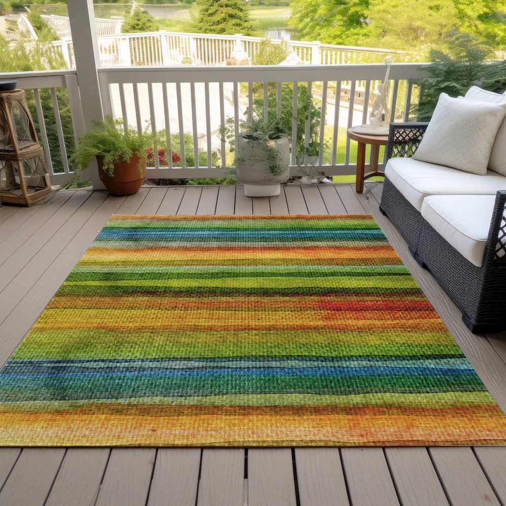 Machine Washable Indoor/Outdoor Chantille ACN2093 Green 2'6" x 3'10" Rug. Picture 8