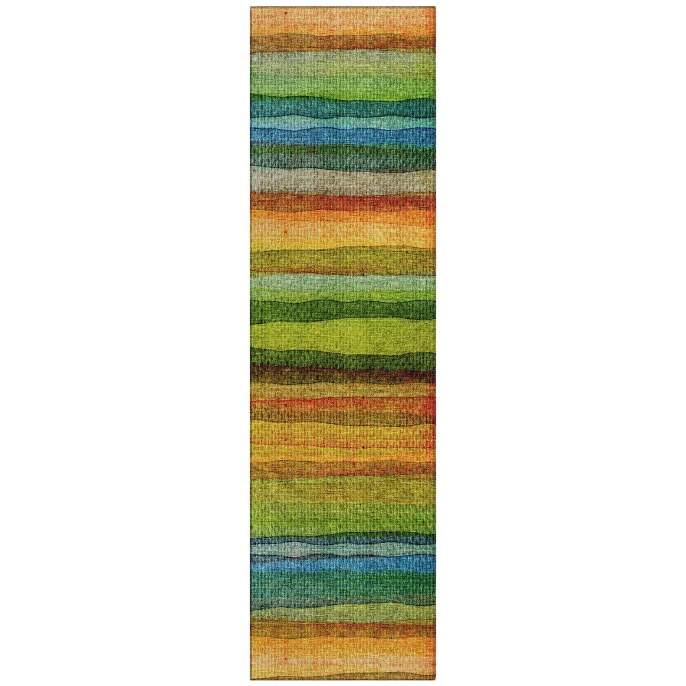 Machine Washable Indoor/Outdoor Chantille ACN2093 Green 2'3" x 7'6" Runner Rug. Picture 1
