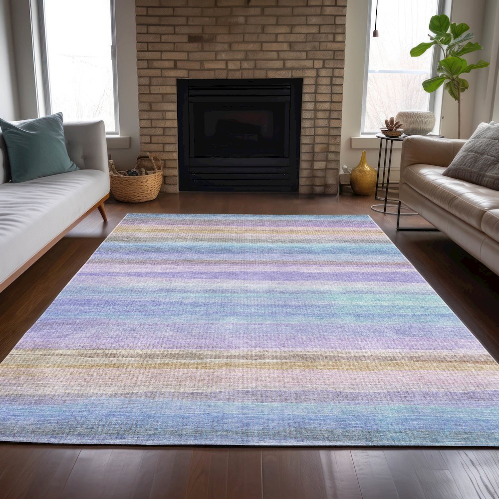 Machine Washable Indoor/Outdoor Chantille ACN2093 Lavender 2'6" x 3'10" Rug. Picture 6