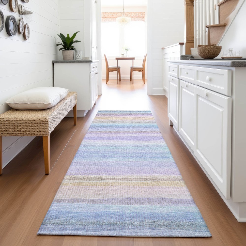 Machine Washable Indoor/Outdoor Chantille ACN2093 Lavender 2'3"x7'6" Runner Rug. Picture 5