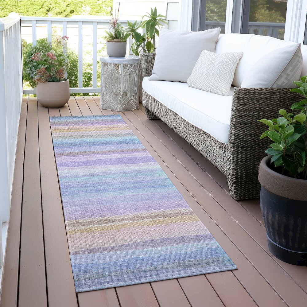 Machine Washable Indoor/Outdoor Chantille ACN2093 Lavender 2'3"x7'6" Runner Rug. Picture 6