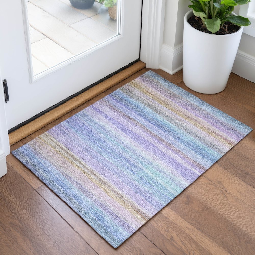 Machine Washable Indoor/Outdoor Chantille ACN2093 Lavender 1'8" x 2'6" Rug. Picture 5