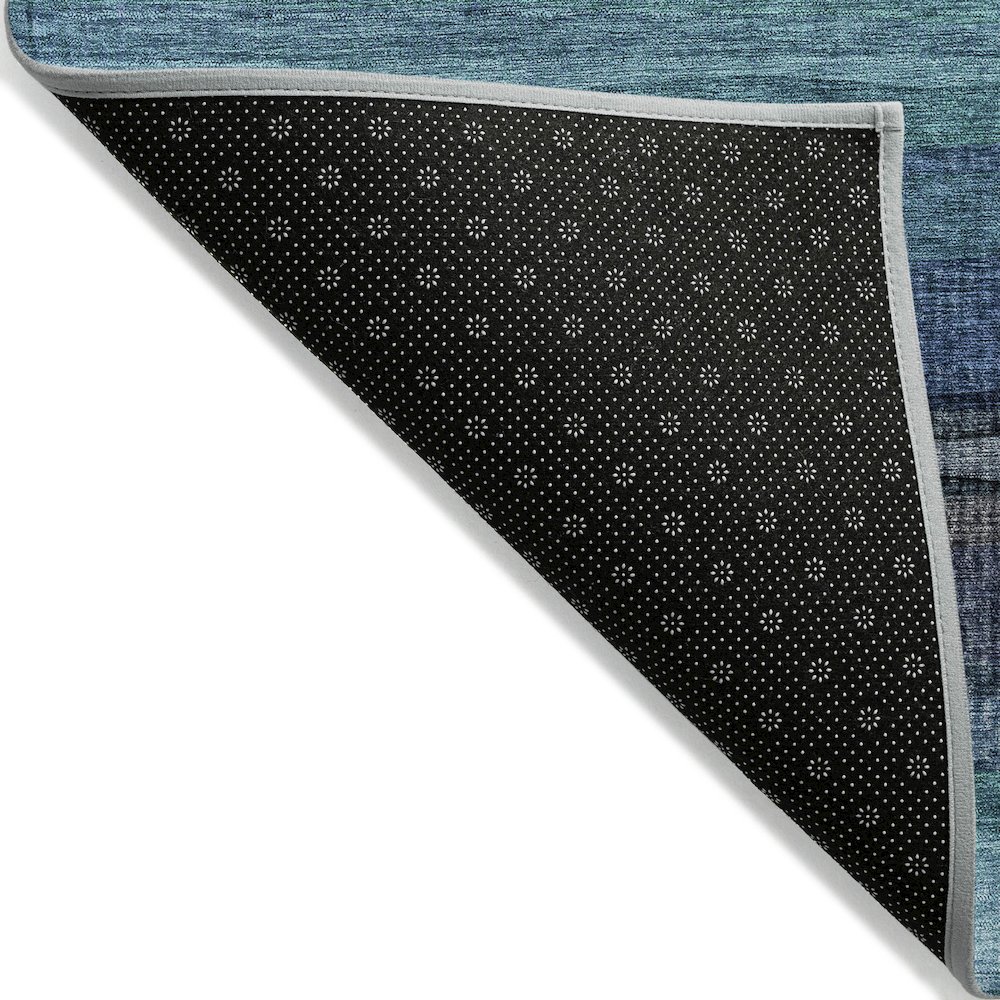 Machine Washable Indoor/Outdoor Chantille ACN2093 Teal 1'8" x 2'6" Rug. Picture 2