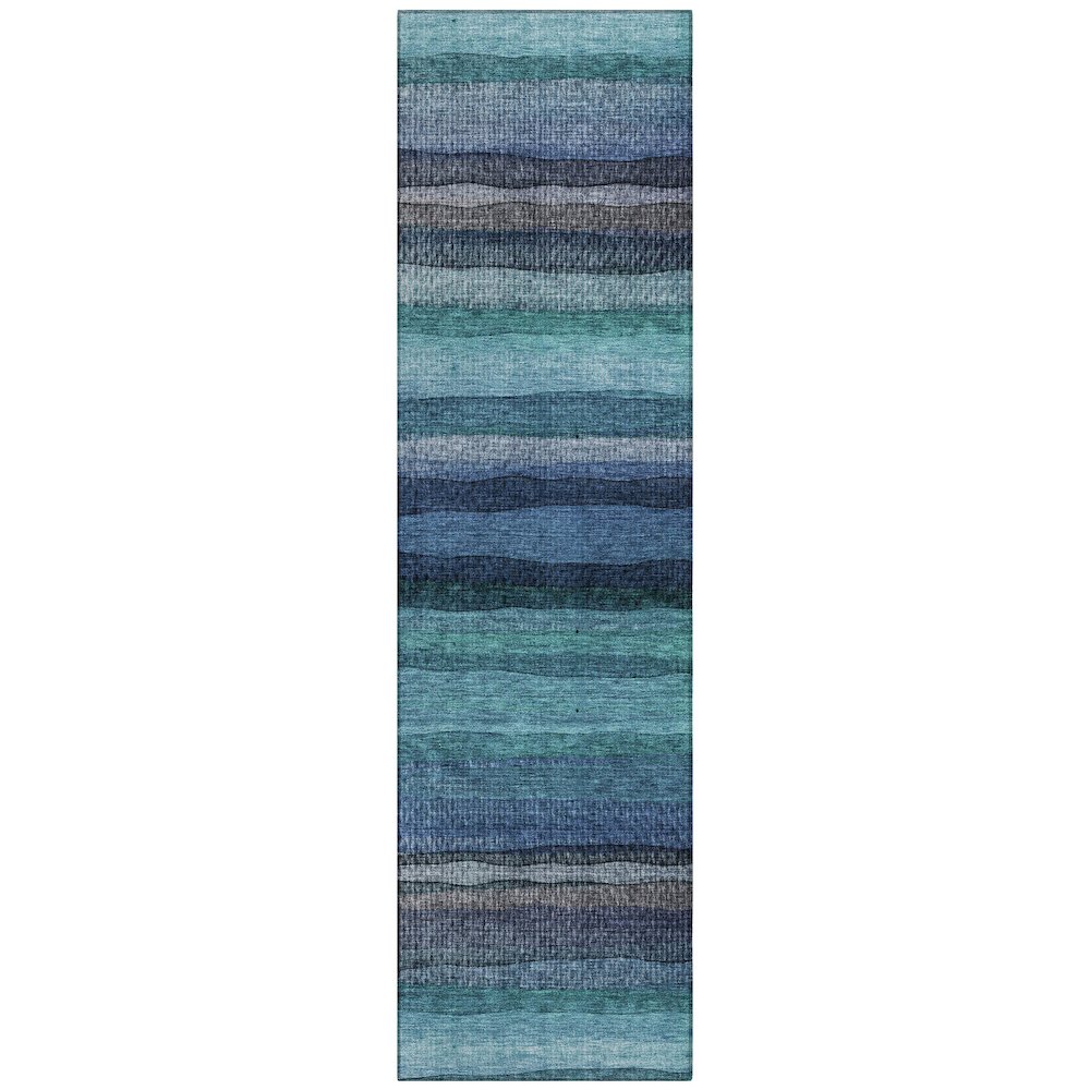 Machine Washable Indoor/Outdoor Chantille ACN2093 Teal 2'3" x 7'6" Runner Rug. Picture 1