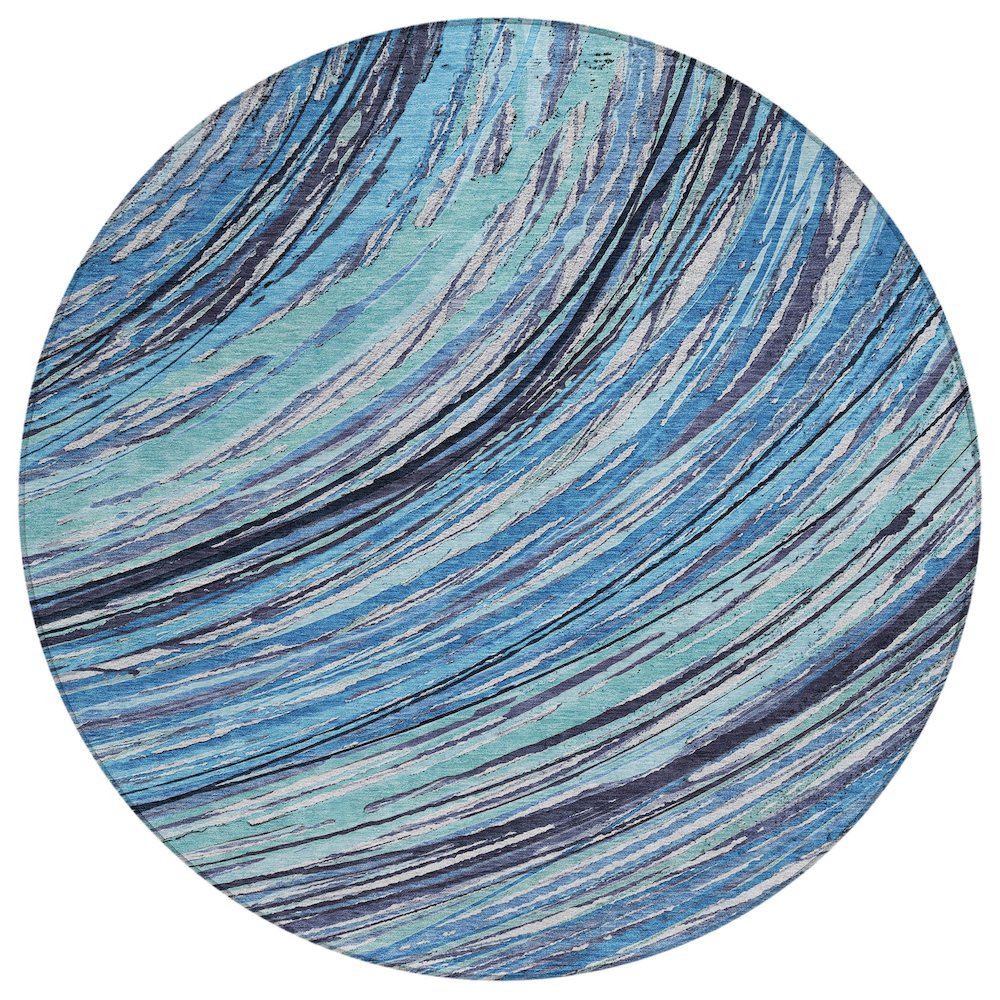 Machine Washable Indoor/Outdoor Chantille ACN2094 Blue 8' x 8' Round Rug. Picture 1
