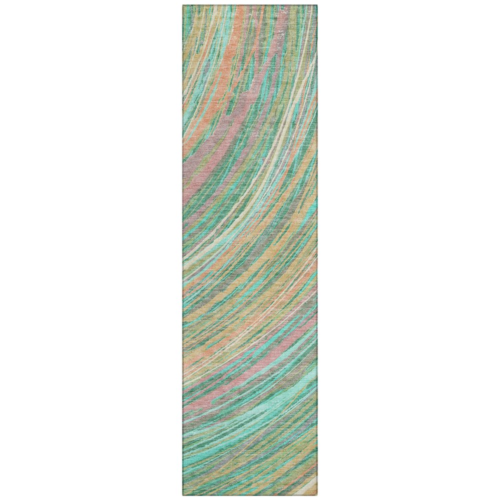 Machine Washable Indoor/Outdoor Chantille ACN2094 Teal 2'3" x 7'6" Runner Rug. Picture 1